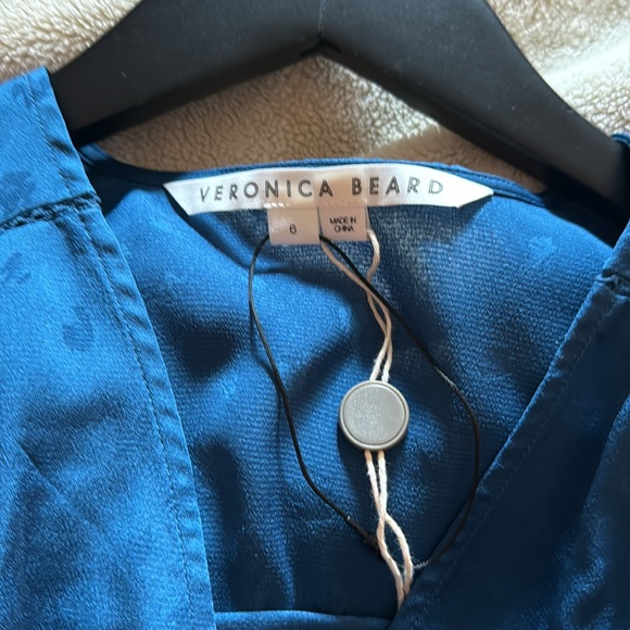 BNWOT Veronica Beard Wrap Dress Blue Size 6 Tie Belt - Picture 7 of 7